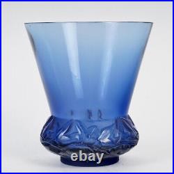 Vase Lierre Verre Bleu Saphir René Lalique R. Lalique Navy Blue Glass Ivy