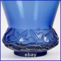 Vase Lierre Verre Bleu Saphir René Lalique R. Lalique Navy Blue Glass Ivy