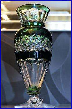 Vase Medici En Cristal Couleur Taille Val St. Lambert Belgique Signe Estampille