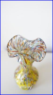 Vase Millefiori Murano Verre soufflé à la bouche Handmade Italy Vintage
