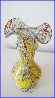 Vase Millefiori Murano Verre soufflé à la bouche Handmade Italy Vintage