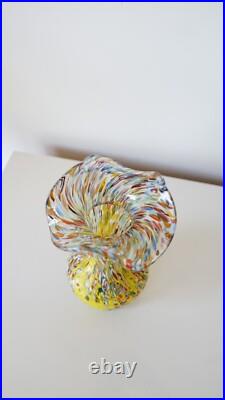 Vase Millefiori Murano Verre soufflé à la bouche Handmade Italy Vintage