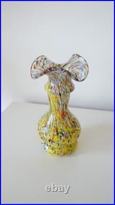 Vase Millefiori Murano Verre soufflé à la bouche Handmade Italy Vintage