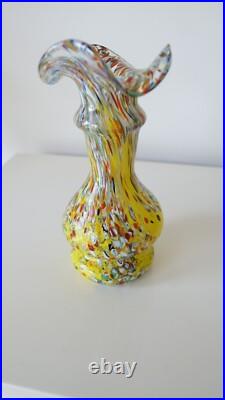 Vase Millefiori Murano Verre soufflé à la bouche Handmade Italy Vintage