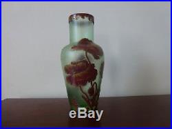 Vase Montjoye Legras Signe Pte De Verre Dégagé Acide Art Nouveau Old Glass 1900