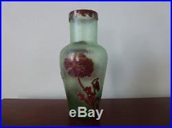 Vase Montjoye Legras Signe Pte De Verre Dégagé Acide Art Nouveau Old Glass 1900