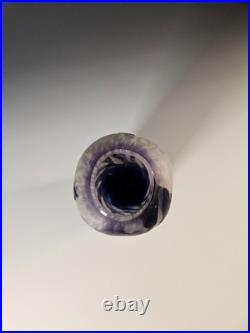 Vase Muller Frères Lunéville Iris violets Verre camé dégagé à l'acide 24 cm