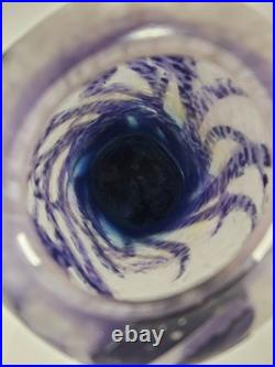 Vase Muller Frères Lunéville Iris violets Verre camé dégagé à l'acide 24 cm