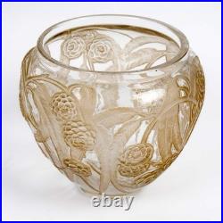 Vase Néfliers Verre Patine Sepia René Lalique R. Lalique Glass