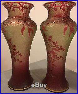 Vase Pâte De Verre Cristallerie Saint Louis Baccarat Art Nouveau Décor Floral