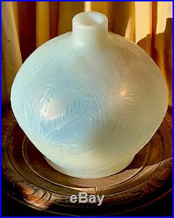 Vase PLUMES de René Lalique 1920 verre Opalescent 21x22cm 3 Signatures
