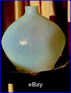 Vase PLUMES de René Lalique 1920 verre Opalescent 21x22cm 3 Signatures