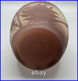 Vase Pâte De Verre Dégager À L'acide Style Gallé Signé