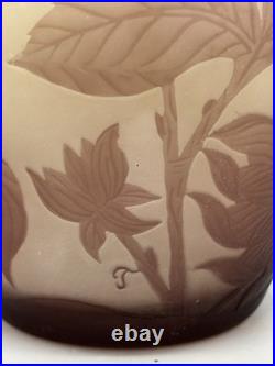 Vase Pâte De Verre Dégager À L'acide Style Gallé Signé