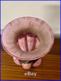 Vase Pate De Verre & Fer Forge Art Deco Andre Delatte Comme Daum Nancy Majorelle