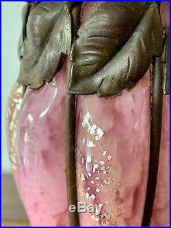 Vase Pate De Verre & Fer Forge Art Deco Andre Delatte Comme Daum Nancy Majorelle