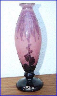 Vase Pâte de Verre SCHNEIDER LE VERRE FRANCAIS Art Déco décor Dalhias