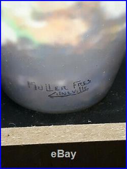 Vase Pate de verre Multicouche signé Muller frères Lunéville 26 cm Parfait état