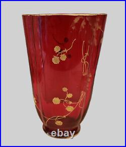 Vase Polylobé Cristal De Baccarat Decor A L'or Circa 1890