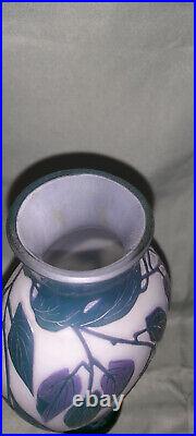 Vase Raspiller pâte de verre dégagé à l'acide vers 1920 idem vase Gallé