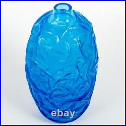 Vase Ronces Verre Bleu Électrique René Lalique R. Lalique Electric Blue Glass