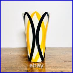 Vase Saint Clément Années 60-70 Design Géométrique Jaune Noir 24cm Vintage