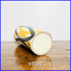 Vase Saint Clément Années 60-70 Design Géométrique Jaune Noir 24cm Vintage