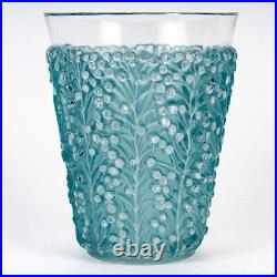 Vase Saint Tropez Verre Blanc Patine Turquoise René Lalique R. Lalique Blue Glass