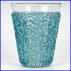 Vase Saint Tropez Verre Blanc Patine Turquoise René Lalique R. Lalique Blue Glass