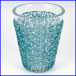 Vase Saint Tropez Verre Blanc Patine Turquoise René Lalique R. Lalique Blue Glass