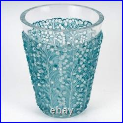Vase Saint Tropez Verre Blanc Patine Turquoise René Lalique R. Lalique Blue Glass