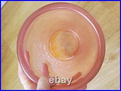 Vase Schneider Art Deco Verre Craquele Givre Rose Signé