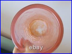 Vase Schneider Art Deco Verre Craquele Givre Rose Signé