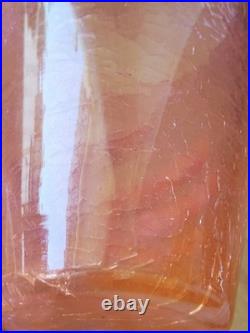 Vase Schneider Art Deco Verre Craquele Givre Rose Signé