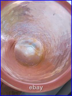 Vase Schneider Art Deco Verre Craquele Givre Rose Signé
