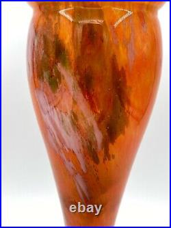 Vase Schneider Mouchete Pied Douche Orange Et Verre 1900 M400