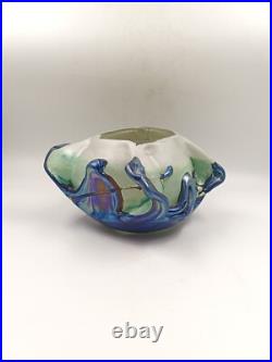 Vase Sculpture en Verre Signé Michèle Luzzoro Biot France Studio Glass Vintage