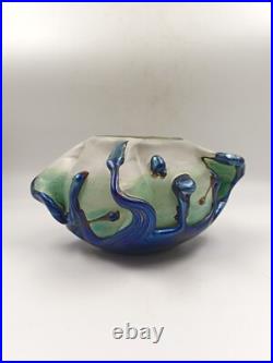 Vase Sculpture en Verre Signé Michèle Luzzoro Biot France Studio Glass Vintage