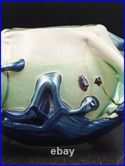 Vase Sculpture en Verre Signé Michèle Luzzoro Biot France Studio Glass Vintage