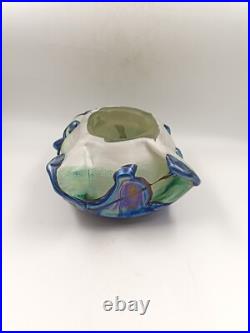 Vase Sculpture en Verre Signé Michèle Luzzoro Biot France Studio Glass Vintage