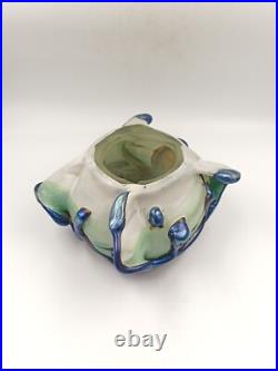 Vase Sculpture en Verre Signé Michèle Luzzoro Biot France Studio Glass Vintage