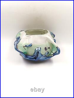 Vase Sculpture en Verre Signé Michèle Luzzoro Biot France Studio Glass Vintage