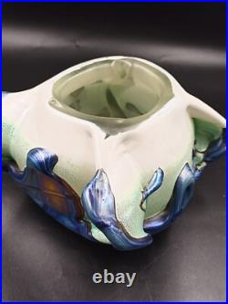 Vase Sculpture en Verre Signé Michèle Luzzoro Biot France Studio Glass Vintage