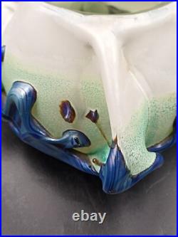 Vase Sculpture en Verre Signé Michèle Luzzoro Biot France Studio Glass Vintage