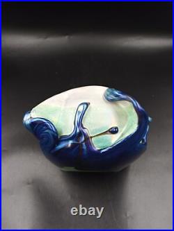 Vase Sculpture en Verre Signé Michèle Luzzoro Biot France Studio Glass Vintage