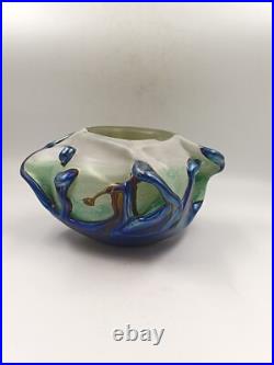 Vase Sculpture en Verre Signé Michèle Luzzoro Biot France Studio Glass Vintage