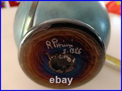 Vase Signé Robert Pierini 1986 Verrerie Art Vintage