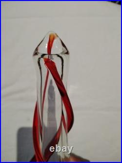 Vase Soliflore En Verre Soufflé Rouge Et Transparent