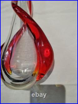 Vase Soliflore En Verre Soufflé Rouge Et Transparent