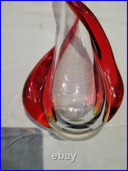 Vase Soliflore En Verre Soufflé Rouge Et Transparent
